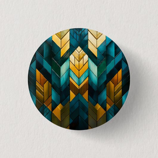Elegantes modernes abstraktes Gold Teal Geometrisc Button (Vorderseite)