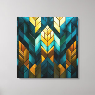 Elegantes modernes abstraktes Gold Teal Geometrisc Leinwanddruck