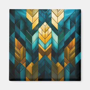 Elegantes modernes abstraktes Gold-Teal-Geometrisc Magnet