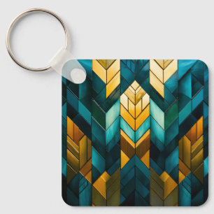 Elegantes modernes abstraktes Gold Teal Geometrisc Schlüsselanhänger