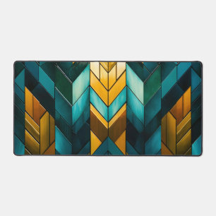 Elegantes modernes abstraktes Gold Teal Geometrisc Schreibtischunterlage