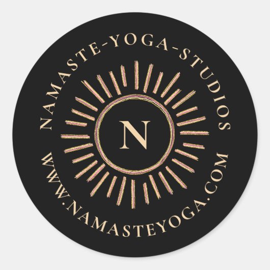 Elegantes, modernes, Abstraktes Monogramm-Schwarz- Runder Aufkleber (Vorderseite)