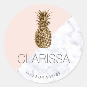 Elegantes, modernes Ananas-Rosa Runder Aufkleber