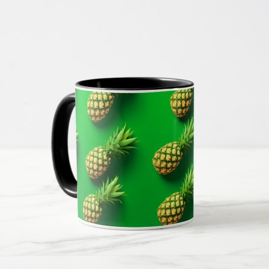Elegantes modernes Ananas tropisches Fruchtmuster Tasse (Vorderseite Links)