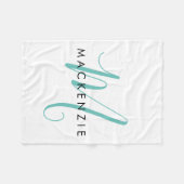 Elegantes, modernes Aquamarines Script Monogram Fleecedecke (Vorderseite (Horizontal))