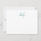 Elegantes, modernes Aquamarines Script Monogram Mitteilungskarte (Vorderseite)