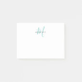 Elegantes, modernes Aquamarines Script Monogram Post-it Klebezettel (Vorderseite)