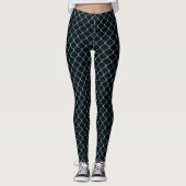 Elegantes, modernes, Aquamarines Zaunkettenmuster Leggings (Vorderseite)