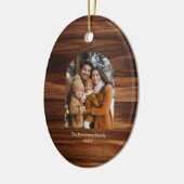 Elegantes modernes Arch Foto Personalisiertes Holz Keramik Ornament (Links)