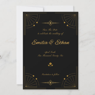 Elegantes modernes Art Deco Save the Date