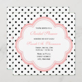 Elegantes, modernes B&W Polka dots Brautparty Einladung (Vorne/Hinten)