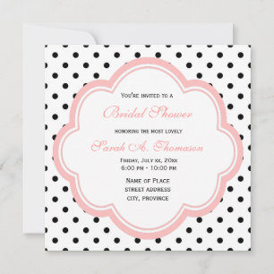 Elegantes, modernes B&W Polka dots Brautparty Einladung