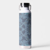 Elegantes modernes Barockmuster in Blautönen Trinkflasche (Vorne)