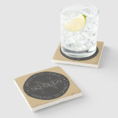 Elegantes, modernes, bearbeitbares Monogramm-Schwa Steinuntersetzer (Seitenansicht)