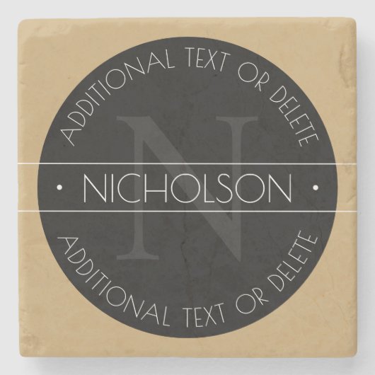 Elegantes, modernes, bearbeitbares Monogramm-Schwa Steinuntersetzer (Vorderseite)