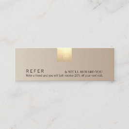 Elegantes, modernes Beige-Gold-Akzent Mini Visitenkarte