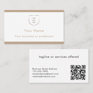 Elegantes modernes beiges Logo QR-Code Professiona Visitenkarte