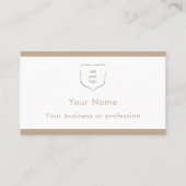 Elegantes modernes beiges Logo QR-Code Professiona Visitenkarte (Vorderseite)