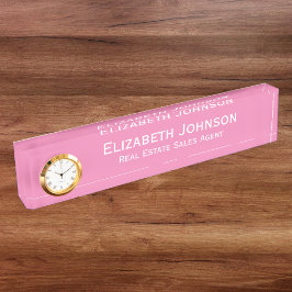 Elegantes, modernes Beruflich-rosa Geschäftsbüro Namensplakette