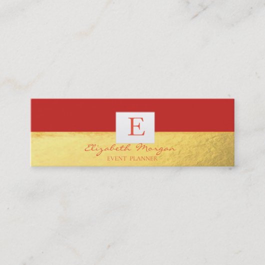 Elegantes, modernes Berufliches Monogramm-Gold Mini Visitenkarte (Vorderseite)