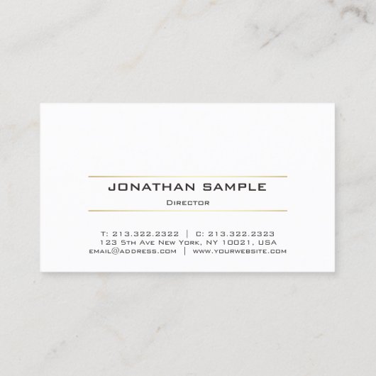 Elegantes Modernes Berufliches Schwarz-weißes Gold Visitenkarte (Rückseite)