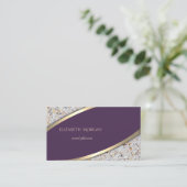 Elegantes modernes Berufliches Violett, Gold, Marm Visitenkarte (Stehend Vorderseite)