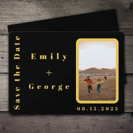 Elegantes modernes Black and Gold Couple Foto Hoch Save The Date