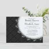 Elegantes modernes Black Damask Brautparty Einladung (Stehend Vorderseite)