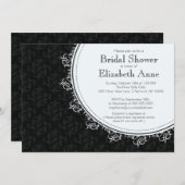 Elegantes modernes Black Damask Brautparty Einladung (Vorne/Hinten)