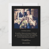 Elegantes modernes Black Gold Botanical Wedding Fo Dankeskarte (Rückseite)