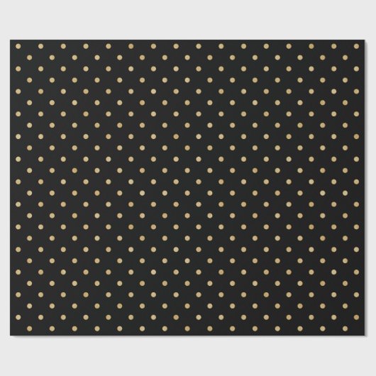 Elegantes, modernes Black Gold Polka Dots Muster Geschenkpapier (Flach)