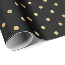 Elegantes, modernes Black Gold Polka Dots Muster Geschenkpapier