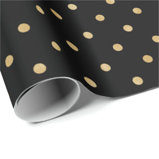Elegantes, modernes Black Gold Polka Dots Muster Geschenkpapier