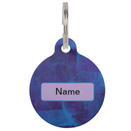 Elegantes, modernes Blau und Lila Spritzer Malerei Haustiermarke