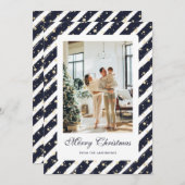 Elegantes, modernes, blaues Foto Frohe Weihnachten (Vorne/Hinten)