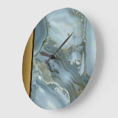 Elegantes, modernes blaues graues Marmormuster Große Wanduhr (Winkel)