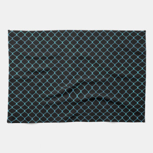 Elegantes modernes blaues Teal-Zaun-Kettenmuster Geschirrtuch