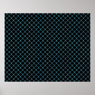 Elegantes modernes blaues Teal-Zaun-Kettenmuster Poster