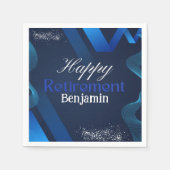Elegantes, modernes Blue and White Happy Retiremen Serviette (Vorderseite)