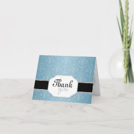Elegantes modernes Blue Damask Vielen Dank Dankeskarte