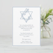 Elegantes modernes Blue Jewish Star Beileid Dankeskarte (Stehend Vorderseite)