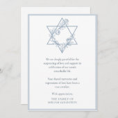 Elegantes modernes Blue Jewish Star Beileid Dankeskarte (Vorne/Hinten)