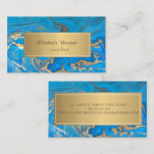 Elegantes, modernes Blue Marble Gold Visitenkarte (Vorne/Hinten)
