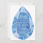 Elegantes, modernes Blue Watercolor Gem Brautparty Einladung (Vorderseite)