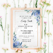 Elegantes modernes Blumenblauer Botanisches Brautp Einladung