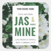 Elegantes, modernes Blumenkronenjar-Label mit Foto Quadratischer Aufkleber (Vorderseite)