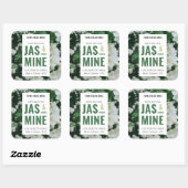 Elegantes, modernes Blumenkronenjar-Label mit Foto Quadratischer Aufkleber (Blatt)