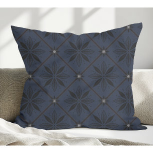 Elegantes modernes Blumenmuster Blau Kissen