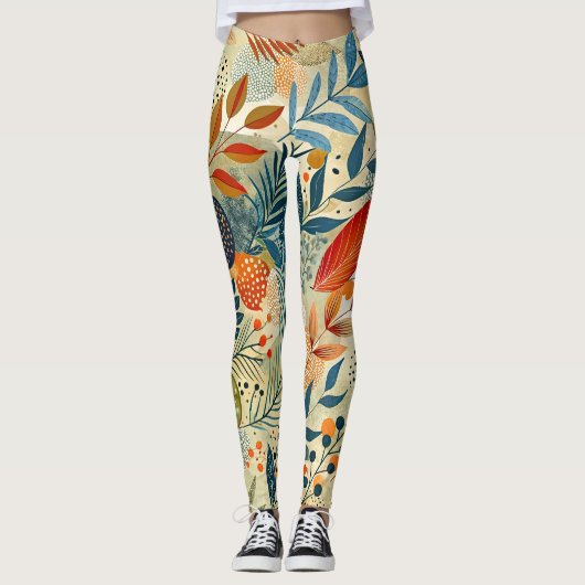 Elegantes modernes Blumenmuster Leggings (Vorderseite)