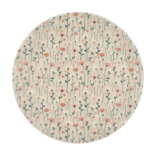 Elegantes modernes Boho Chic Wildblume Cutting Boa Schneidebrett (Vorderseite)